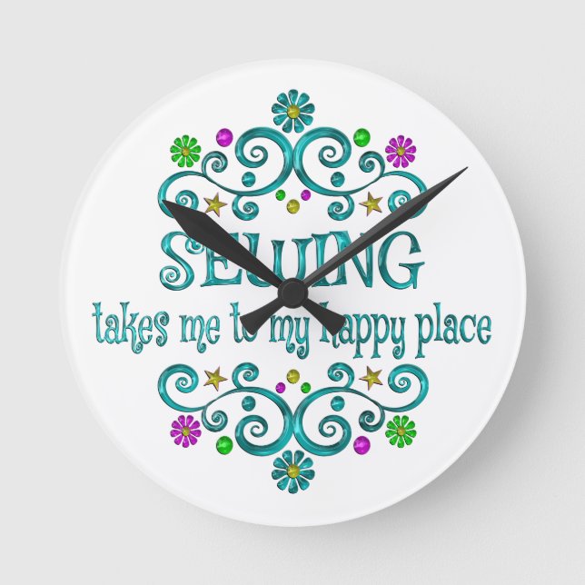 Sewing Happy Place Round Clock (Front)