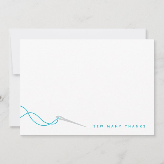Sewing Illustrated Blue Gray Thank You Card (Front)