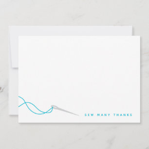 Sewing Illustrated Blue Gray Thank You Card