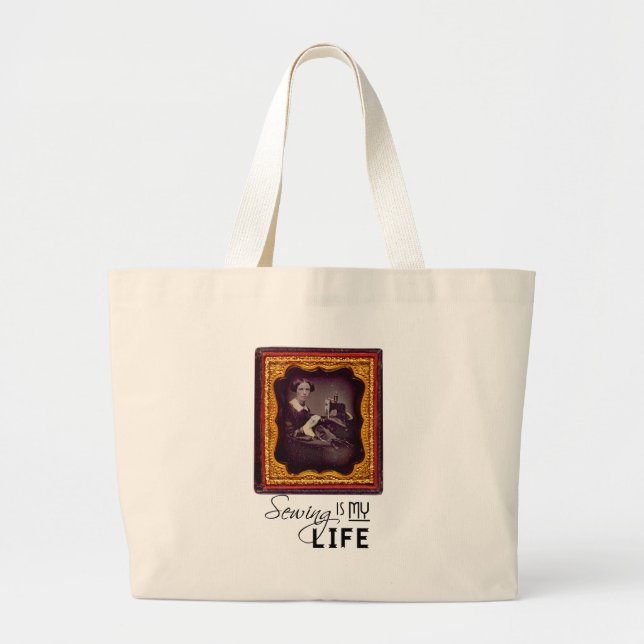 Sewing Is My Life Large Tote Bag (Front)