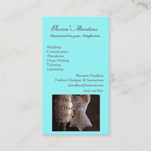 sewing.jpg, Blossom's Alterations, WeddingCusto... Business Card Template