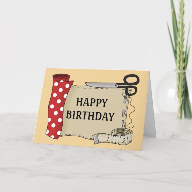 Sewing Kit Happy Birthday Card (Front)