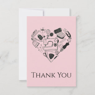 Sewing Kit In Heart Shape Sewer Sewing Craft Lover Thank You Card