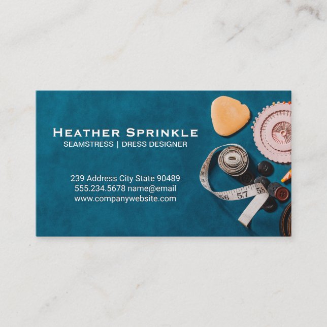 Sewing Kit Tools | Backdrop Business Card (Front)