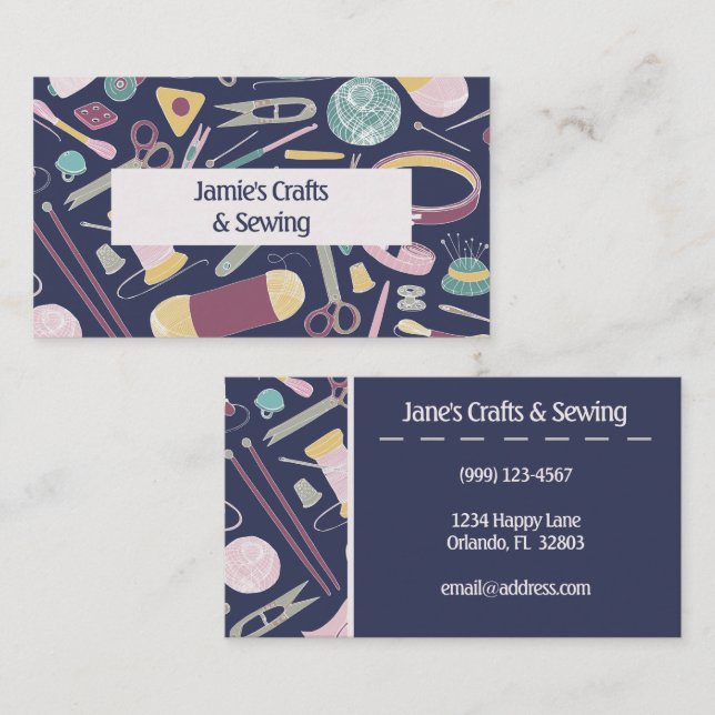 Sewing, Knitting, Crafts, Needlework Business Card (Front/Back)