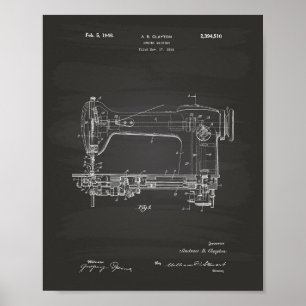Sewing Machine 1946 Patent Art Chalkboard Poster