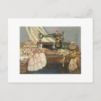Sewing Machine and Dress Postcard