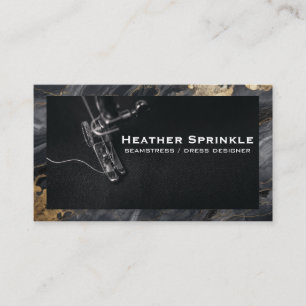 Sewing Machine Black Gold Marble Business Card