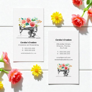 Sewing Machine Black White Red Tailor Business Card