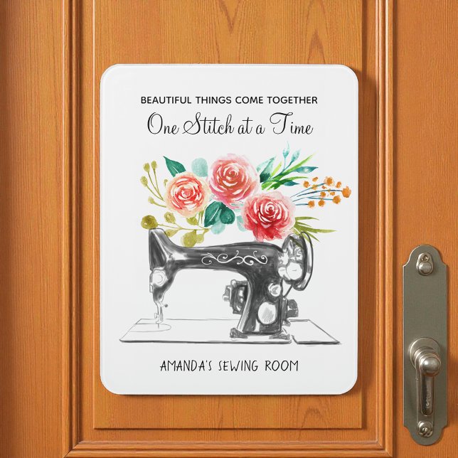 Sewing Machine Black White Seamstress Room Door Sign (Creator Uploaded)