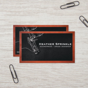 Sewing Machine Brown Leather Border Business Card