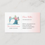 Sewing Machine Business Card Watercolor Teal Pink at Zazzle