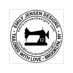 Sewing Machine Business Name Location URL Email Self-inking Stamp