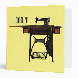 Sewing machine cartoon illustration 3 ring binder