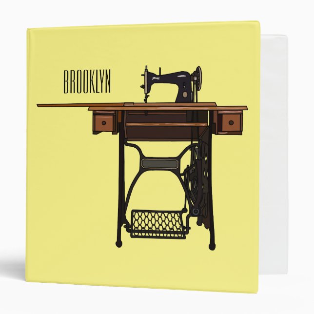 Sewing machine cartoon illustration  3 ring binder (Front/Inside)