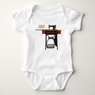 Sewing machine cartoon illustration  baby bodysuit