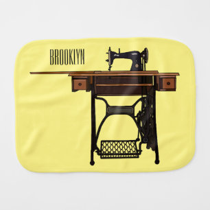 Sewing machine cartoon illustration  baby burp cloth