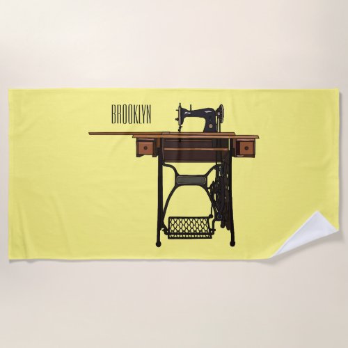 Sewing machine cartoon illustration beach towel Sewing machine cartoon illustration beach towel