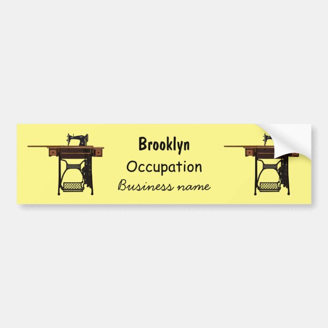 Sewing machine cartoon illustration bumper sticker (Front)