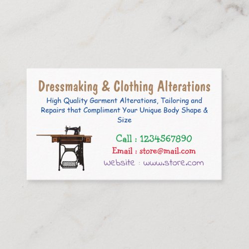 Sewing machine cartoon illustration business card