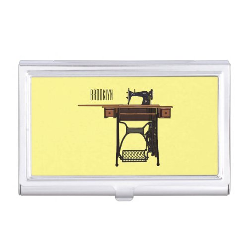 Sewing machine cartoon illustration  business card case