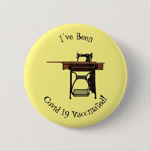 Sewing machine cartoon illustration button (Front)