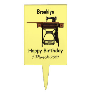 Sewing machine cartoon illustration cake topper