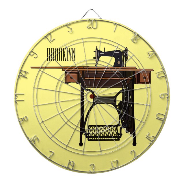 Sewing machine cartoon illustration  dart board (Front)