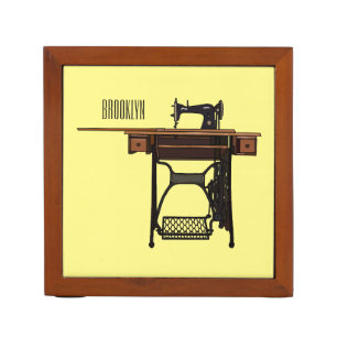 Sewing machine cartoon illustration  desk organizer