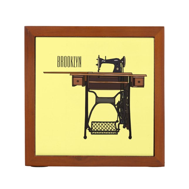 Sewing machine cartoon illustration  desk organizer (Front)