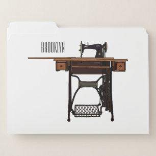 Sewing machine cartoon illustration  file folder