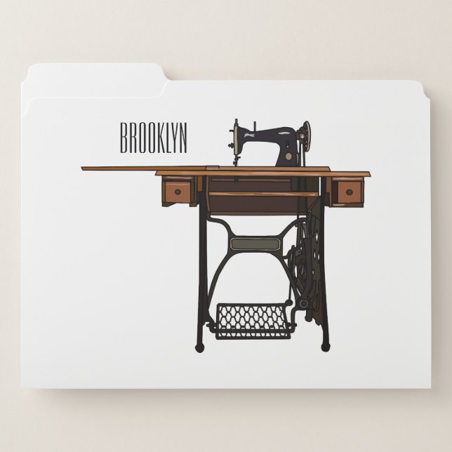 Sewing machine cartoon illustration  file folder (Front Left)