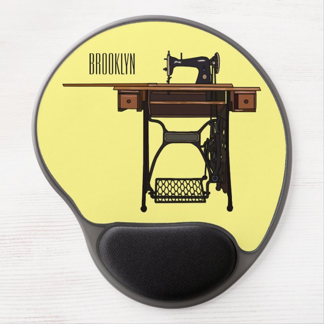 Sewing machine cartoon illustration  gel mouse pad (Front)