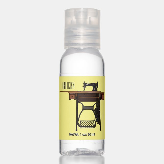 Sewing machine cartoon illustration hand sanitizer (Front)
