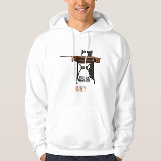 Sewing machine cartoon illustration  hoodie (Front)
