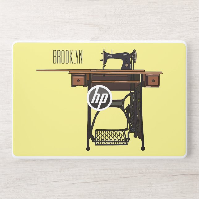 Sewing machine cartoon illustration  HP laptop skin (Front)
