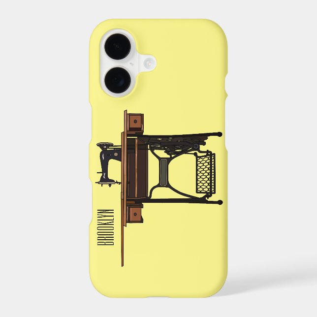 Sewing machine cartoon illustration  iphone case (Back)