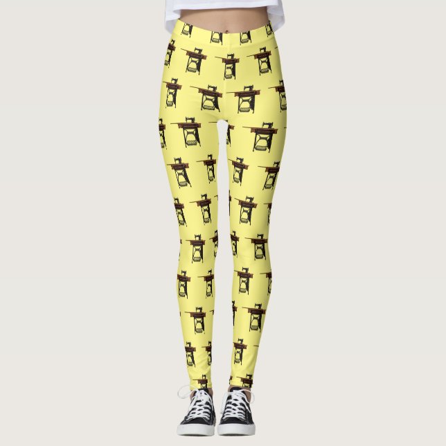 Sewing machine cartoon illustration  leggings (Front)