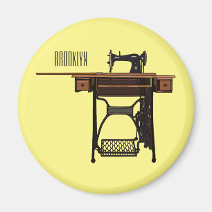Sewing machine cartoon illustration  magnet