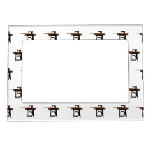 Sewing machine cartoon illustration  magnetic frame