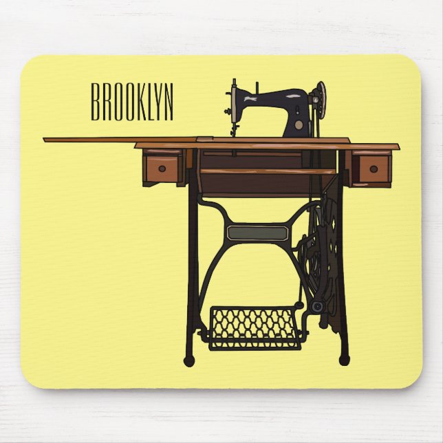 Sewing machine cartoon illustration  mouse pad (Front)