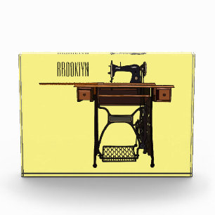 Sewing machine cartoon illustration photo block