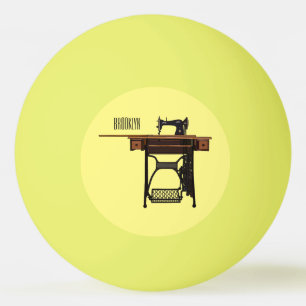 Sewing machine cartoon illustration ping pong ball