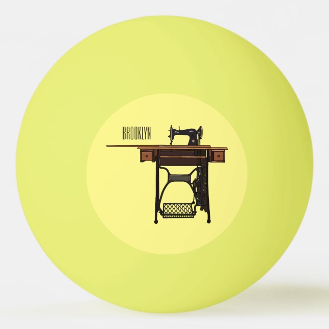 Sewing machine cartoon illustration  ping pong ball (Front)