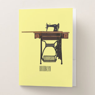 Sewing machine cartoon illustration pocket folder