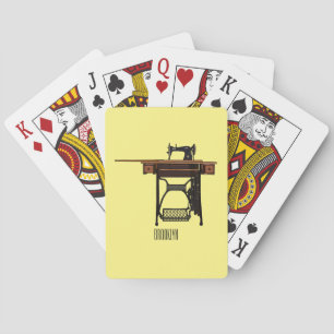 Sewing machine cartoon illustration poker cards