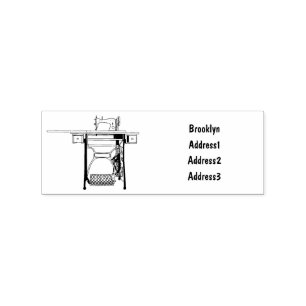 Sewing machine cartoon illustration rubber stamp