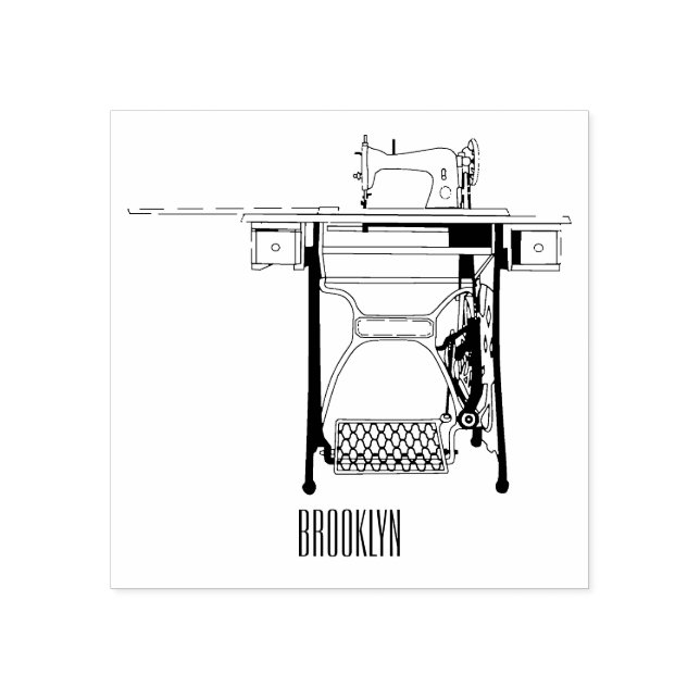Sewing machine cartoon illustration rubber stamp (Imprint)
