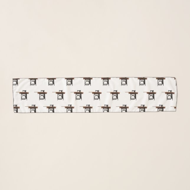 Sewing machine cartoon illustration  scarf (Front (Horizontal))