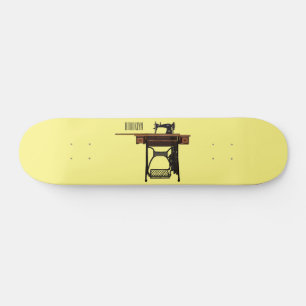 Sewing machine cartoon illustration skateboard